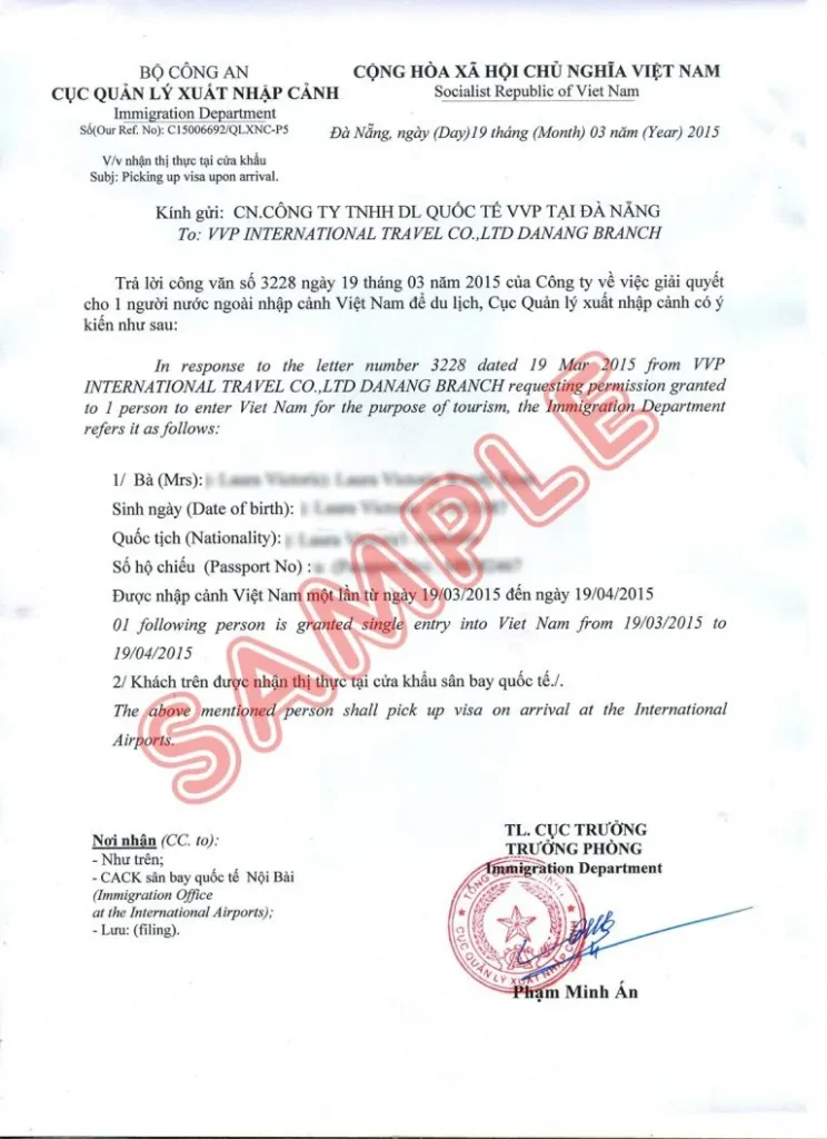 visa approval letter